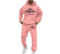 Vhersily 2025 Tuta Uomo Sportive Completa Invernale Felpa con Cappuccio e Pantaloni Training Fitness Basket 2 Pezzi Tuta da Ginnastica con Stampa Los Angeles Maniche Lunghe Sportiva Set Y2k Hip Hop