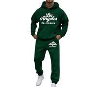 Vhersily 2025 Tuta Uomo Sportive Completa Invernale Felpa con Cappuccio e Pantaloni Training Fitness Basket 2 Pezzi Tuta da Ginnastica con Stampa Los Angeles Maniche Lunghe Sportiva Set Y2k Hip Hop