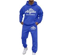 Vhersily 2025 Tuta Uomo Sportive Completa Invernale Felpa con Cappuccio e Pantaloni Training Fitness Basket 2 Pezzi Tuta da Ginnastica con Stampa Los Angeles Maniche Lunghe Sportiva Set Y2k Hip Hop