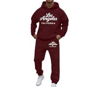 Vhersily 2025 Tuta Uomo Sportive Completa Invernale Felpa con Cappuccio e Pantaloni Training Fitness Basket 2 Pezzi Tuta da Ginnastica con Stampa Los Angeles Maniche Lunghe Sportiva Set Y2k Hip Hop