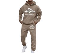 Vhersily 2025 Tuta Uomo Sportive Completa Invernale Felpa con Cappuccio e Pantaloni Training Fitness Basket 2 Pezzi Tuta da Ginnastica con Stampa Los Angeles Maniche Lunghe Sportiva Set Y2k Hip Hop