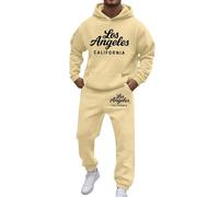 Vhersily 2025 Tuta Uomo Sportive Completa Invernale Felpa con Cappuccio e Pantaloni Training Fitness Basket 2 Pezzi Tuta da Ginnastica con Stampa Los Angeles Maniche Lunghe Sportiva Set Y2k Hip Hop