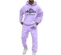 Vhersily 2025 Tuta Uomo Sportive Completa Invernale Felpa con Cappuccio e Pantaloni Training Fitness Basket 2 Pezzi Tuta da Ginnastica con Stampa Los Angeles Maniche Lunghe Sportiva Set Y2k Hip Hop