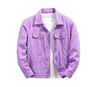 Vhersily 2025 Uomo Autunno Denim Giacche Viola Arancione Cowboy Cappotti Loose Jean Outwear, per College Y2K Goth Pullover Dolcevita Maglioncino Sweater Invernali Costinea Treccia, Facile da Pulire