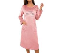 Vhersily 2026 Camicia Da Notte Da Donna Ispessita Maniche Lunghe In Pile Pullover Girocollo Invernale Vestibilità Ampia Casa Pigiama Caldo Abito Da Notte Moda Chic e Elegante Passaggio Ovunque