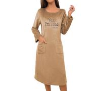 Vhersily 2026 Camicia Da Notte Da Donna Ispessita Maniche Lunghe In Pile Pullover Girocollo Invernale Vestibilità Ampia Casa Pigiama Caldo Abito Da Notte Moda Chic e Elegante Passaggio Ovunque