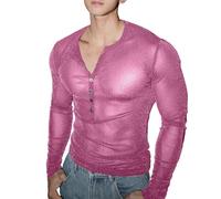 Vhersily 2026 Camicia Sexy da Uomo Glitterata Trasparente A Maniche Corte in Pizzo Trasparente Divertente per Mostrare I Muscoli Muscolare Gym per Halloween Carnevale e Feste in Maschera Party