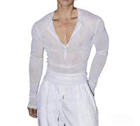 Vhersily 2026 Camicia Sexy da Uomo Glitterata Trasparente A Maniche Corte in Pizzo Trasparente Divertente per Mostrare I Muscoli Muscolare Gym per Halloween Carnevale e Feste in Maschera Party