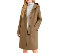Vhersily 2026 Cappotto Di Lana Da Donna Lungo Trench Con Cappuccio Lunghezza Al Ginocchio A Maniche Lunghe Business Classica Streetwear Autunno Inverno Antivento Morbido Comodi Per Cena, Matrimonio
