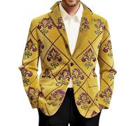 Vhersily 2026 Giacca da Uomo, Costume da Carnevale con Stampa Clown, Effetto Corda, con Paillettes, A Righe, Vintage Rave Partito Clubwear Curvy per Orientale Uso Quotidiano Allenamento Palestra