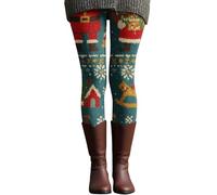 Vhersily 2026 Leggings Natalizi Donna Collant Divertenti Invernali Natalizio con Stampa Babbo Natale Collant Natalizie Pantaloni Vita Alta Termici Legging Push Up Cosplay Regalo Natalizia Capodanno