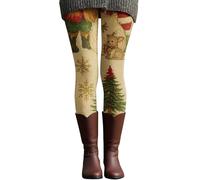 Vhersily 2026 Leggings Natalizi Donna Collant Divertenti Invernali Natalizio con Stampa Babbo Natale Collant Natalizie Pantaloni Vita Alta Termici Legging Push Up Cosplay Regalo Natalizia Capodanno