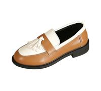 Vhersily 2026 Mocassini Classici da Donna Scarpe da Lavoro Suola Spessa con Nappe Eleganti e Casual con Plateau in Pelle Punta Tonda Formali Moderne con Suola Carrarmato Spessa Scarpe con Plateau