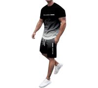 Vhersily 2026 Tuta da Jogging da Uomo In Due Pezzi per L'Estate A Maniche Corte e Pantaloni Corti Alla Moda con Pantaloncini Traspirante e Dalla Spiaggia Completo Elegante Hip-Hop per Allenamento