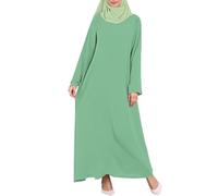 Vhersily Abiti Estivi Donna Cotone, Vestiti Primavera 2025, Abito Musulmano Eid per Le Donne Abayas Caftano Islam Tinta Unita Dubai Arabo Modesto Abito Lungo Leggero Traspirante, Biancheria da Notte