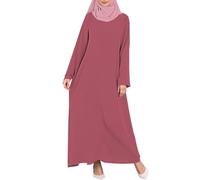 Vhersily Abiti Estivi Donna Cotone, Vestiti Primavera 2025, Abito Musulmano Eid per Le Donne Abayas Caftano Islam Tinta Unita Dubai Arabo Modesto Abito Lungo Leggero Traspirante, Biancheria da Notte