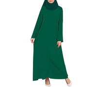 Vhersily Abiti Estivi Donna Cotone, Vestiti Primavera 2025, Abito Musulmano Eid per Le Donne Abayas Caftano Islam Tinta Unita Dubai Arabo Modesto Abito Lungo Leggero Traspirante, Biancheria da Notte