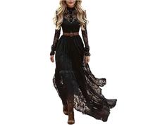Vhersily Abito Boho Chic Donna Cerimonia Scollo a V Stile Rustico Con Motivo Floreale A Maniche Lunghe Abiti da Sera Sexy Curvy Traspirante Aderente Vestiti Primavera Abito da Ballo Sexydonna Hot