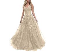Vhersily Abito Cerimonia Donna Matrimonio Principessa Pizzo Abiti da Sposa Maxi Abito da Damigella d'Onore Abiti da Sera Sexy Curvy Aderente Vestiti Primavera Vestito da Ballo Lungo Sexydonna Hot