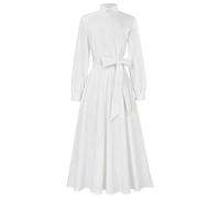 Vhersily Abito da Clero Donna Linea A Elegante con Maniche Lunghe, Colletto e Cintura, Vestito Modesto per Chiesa, Per Matrimonio Cocktail Carnevale Feste a Tema e Halloween Natalizia Capodanno