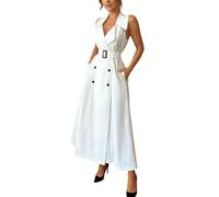 Vhersily Abito Da Donna In Cotone E Lino Senza Maniche Con Bottoni Colletto Rovesciato Linea Ad A Ufficio Aderente Cerimonia Abiti Romantico Eleganti e Formale da Sera Cocktail Vestito Sexydonna Hard