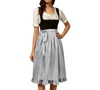 Vhersily Abito da Donna Midi in Stile Dirndl Lungo Disponibile in Taglie Forti con Camicetta Vintage Elegante Outfit per Feste Cocktail Costume per L’Oktoberfest Dirndl Donna