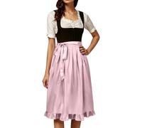 Vhersily Abito da Donna Midi in Stile Dirndl Lungo Disponibile in Taglie Forti con Camicetta Vintage Elegante Outfit per Feste Cocktail Costume per L’Oktoberfest Dirndl Donna
