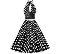 Vhersily Abito da Donna Vintage Anni '50 con Collo Halter A Pois Senza Maniche Sera retrò Cocktail al Ginocchio Ballo di Matrimonio, per Vacanze, Feste, Discoteche, Serate Danza, per Luna di Miele