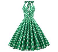 Vhersily Abito da Donna Vintage Anni '50 con Collo Halter A Pois Senza Maniche Sera retrò Cocktail al Ginocchio Ballo di Matrimonio, per Vacanze, Feste, Discoteche, Serate Danza, per Luna di Miele