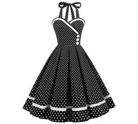Vhersily Abito da Donna Vintage Anni '50 Senza Maniche A Pois Coctail alla Moda degli Anni '60 con Spalline Sottili Tunica Boho Da Spiaggia Maxi Abito Da Sera Elegante Curvy Vestiti Primavera Estate