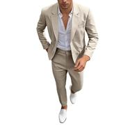 Vhersily Abito da Uomo 2026 2 Pezzi Abito da Lavoro Monopetto e Pantaloni a Maniche Lunghe in Tinta Unita Business Completo alla Moda Smoking Giacche Con Un Bottone Per Lo Sposo Cerimonia Matrimoni