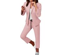 Vhersily Abito elegante da donna, Tailleur Pantaloni e Giacca da Cerimonia Completo Blazer a Maniche Lunghe Tuta Elastici in Vita Set, adatto per ufficio, lavoro, affari, ballo della scuola, feste