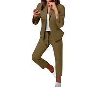 Vhersily Abito elegante da donna, Tailleur Pantaloni e Giacca da Cerimonia Completo Blazer a Maniche Lunghe Tuta Elastici in Vita Set, adatto per ufficio, lavoro, affari, ballo della scuola, feste