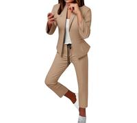 Vhersily Abito elegante da donna, Tailleur Pantaloni e Giacca da Cerimonia Completo Blazer a Maniche Lunghe Tuta Elastici in Vita Set, adatto per ufficio, lavoro, affari, ballo della scuola, feste