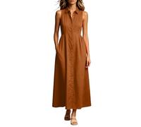 Vhersily Abito Lungo Senza Maniche da Donna Estivo con Colletto e Bottoni Abiti Lunga Chic Aderente Romantico Cerimonia Abiti Curvy Eleganti e Formale Vestito Sexydonna Hard per Vacanze al Mare