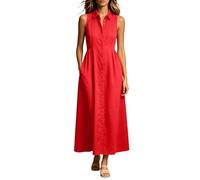 Vhersily Abito Lungo Senza Maniche da Donna Estivo con Colletto e Bottoni Abiti Lunga Chic Aderente Romantico Cerimonia Abiti Curvy Eleganti e Formale Vestito Sexydonna Hard per Vacanze al Mare