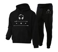 Vhersily Abito Uomo Autunno Inverno Completi Felpa con Cappuccio Velluto Pantaloni Due Pezzi Tasca Stampa Lettera Casual Moda, Ginnastica Activewear, Completo Tennis, Costumi di Coppia, per Trekking