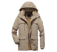 Vhersily Black Friday Giacca Invernale Uomo Lungo Zip Elegante Cappotto Caldo Vintage in Pile Giubbino Antivento Fodera Moto con Cappuccio Parka Giubbotto Anti