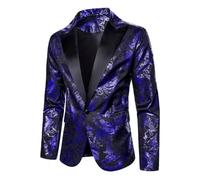 Vhersily Blazer da Uomo in Velluto di Lusso Giacca Abito Slim Fit Floreale Moda Chic Jackets per Matrimonio Balli con Un Bottone Suit Jacket Formale for Business Evening Lavoro, Versatili per Look