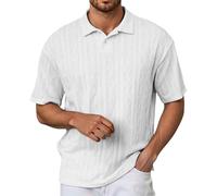 Vhersily Camicia di Lino Uomo Maniche Corte Trama Rilassata Stile Old Money con Collo Classico e Tessuto Antitraspirante Ideale per Stilismo Eventi Estivi per Corsa, Camminata e Jogging Notturno