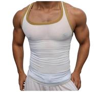 Vhersily Canotta a Rete da Uomo, Maglietta Senza Maniche Trasparente Uomo T Shirt Fishnet, Bodybuilding Elasticizzato Traspirante Top Muscolari Maschili Tank Intimo Gay Clubwear Sexy Mesh Canottiere