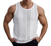 Vhersily Canottiere Estive all'Uncinetto da Uomo, Gilet Traforato in Maglia Trasparente con Scollo Rotondo, Bodybuilding Fresche e Traspirant, Stiratura, vestibilità Normale, Western, in Cotone