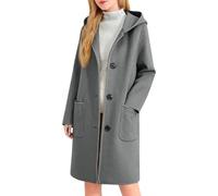 Vhersily Cappotto Di Lana Da Donna Lungo Trench Con Cappuccio Lunghezza Al Ginocchio A Maniche Lunghe Business Classica Streetwear Autunno Inverno Antivento Morbido Comodi Per Cena, Matrimonio