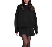 Vhersily Completo Da Donna Alla Moda In Due Pezzi Con Maglione Girocollo Top Gonna Set Maglione Vestito in Maglia Elegante con Tasche Midi Vestiti da Cocktail Vintage Ufficio per Matrimoni, Cerimonia