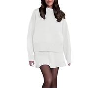 Vhersily Completo Da Donna Alla Moda In Due Pezzi Con Maglione Girocollo Top Gonna Set Maglione Vestito in Maglia Elegante con Tasche Midi Vestiti da Cocktail Vintage Ufficio per Matrimoni, Cerimonia