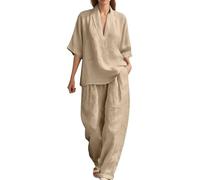 Vhersily Completo Donna Elegante Casual Estivo Composto da Canotta Senza Maniche e Pantaloni da Cerimonia Cocktail Cerimonia Boho Set Coordinato Matrimoni Primavera Vacanza da Spiaggia