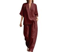 Vhersily Completo Donna Elegante Casual Estivo Composto da Canotta Senza Maniche e Pantaloni da Cerimonia Cocktail Cerimonia Boho Set Coordinato Matrimoni Primavera Vacanza da Spiaggia