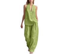 Vhersily Completo Donna Elegante Casual Estivo Composto da Canotta Senza Maniche e Pantaloni da Cerimonia Cocktail Cerimonia Boho Set Coordinato Matrimoni Primavera Vacanza da Spiaggia