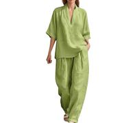Vhersily Completo Donna Elegante Casual Estivo Composto da Canotta Senza Maniche e Pantaloni da Cerimonia Cocktail Cerimonia Boho Set Coordinato Matrimoni Primavera Vacanza da Spiaggia