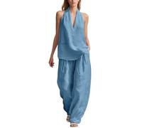Vhersily Completo Donna Elegante Casual Estivo Composto da Canotta Senza Maniche e Pantaloni da Cerimonia Cocktail Cerimonia Boho Set Coordinato Matrimoni Primavera Vacanza da Spiaggia